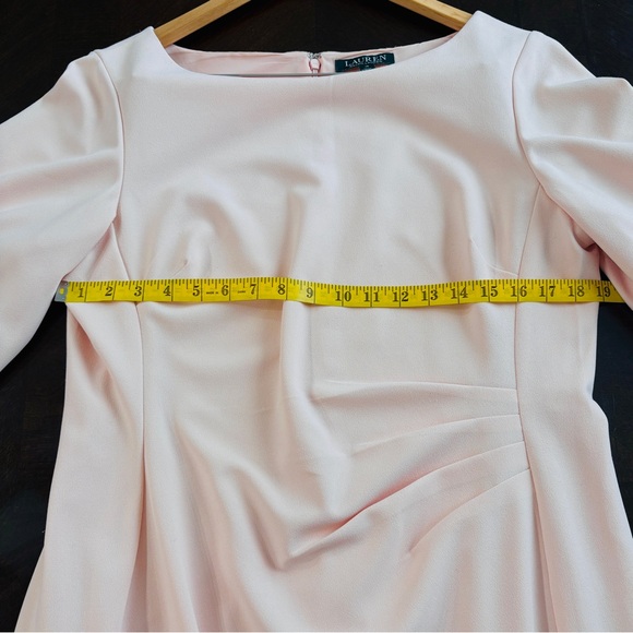 LRL Ralph Lauren Classic Blush Pink Draped Sheath Dress Sz 16 Cocktail Evening - Picture 7 of 9